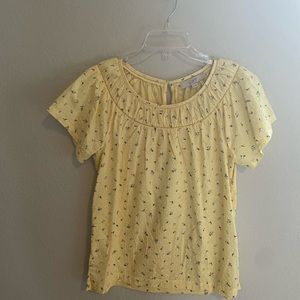 LOFT shirt sleeve peasant blouse with neck detail